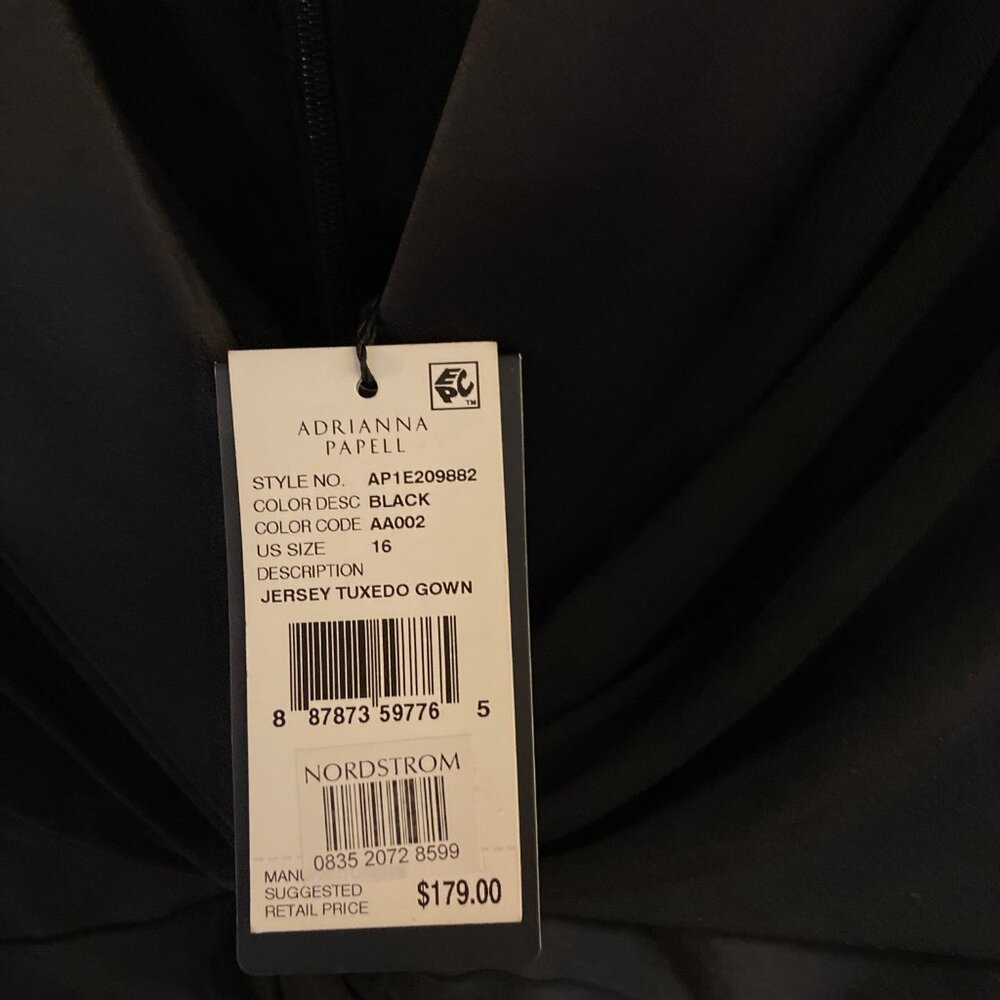 NWT Adrianna Papell Jersey Tuxedo Gown (BLACK) - Picture 5 of 5
